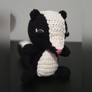 Handmade Black and White Crochet Lola Le Pew The Skunk Plushie